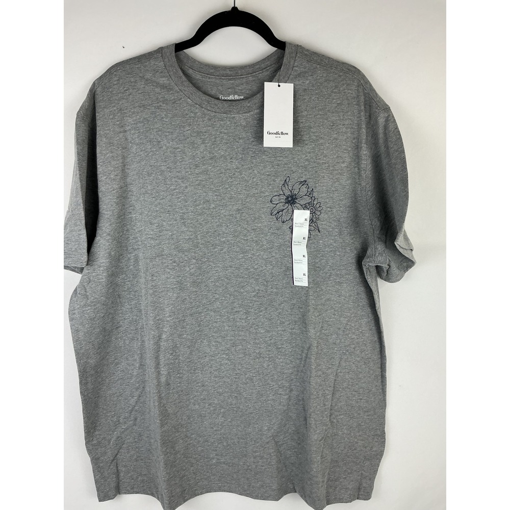 Goodfellow & Co Mens XL Heathered Gray Floral Graphic Print Short Sleeve T Shirt
